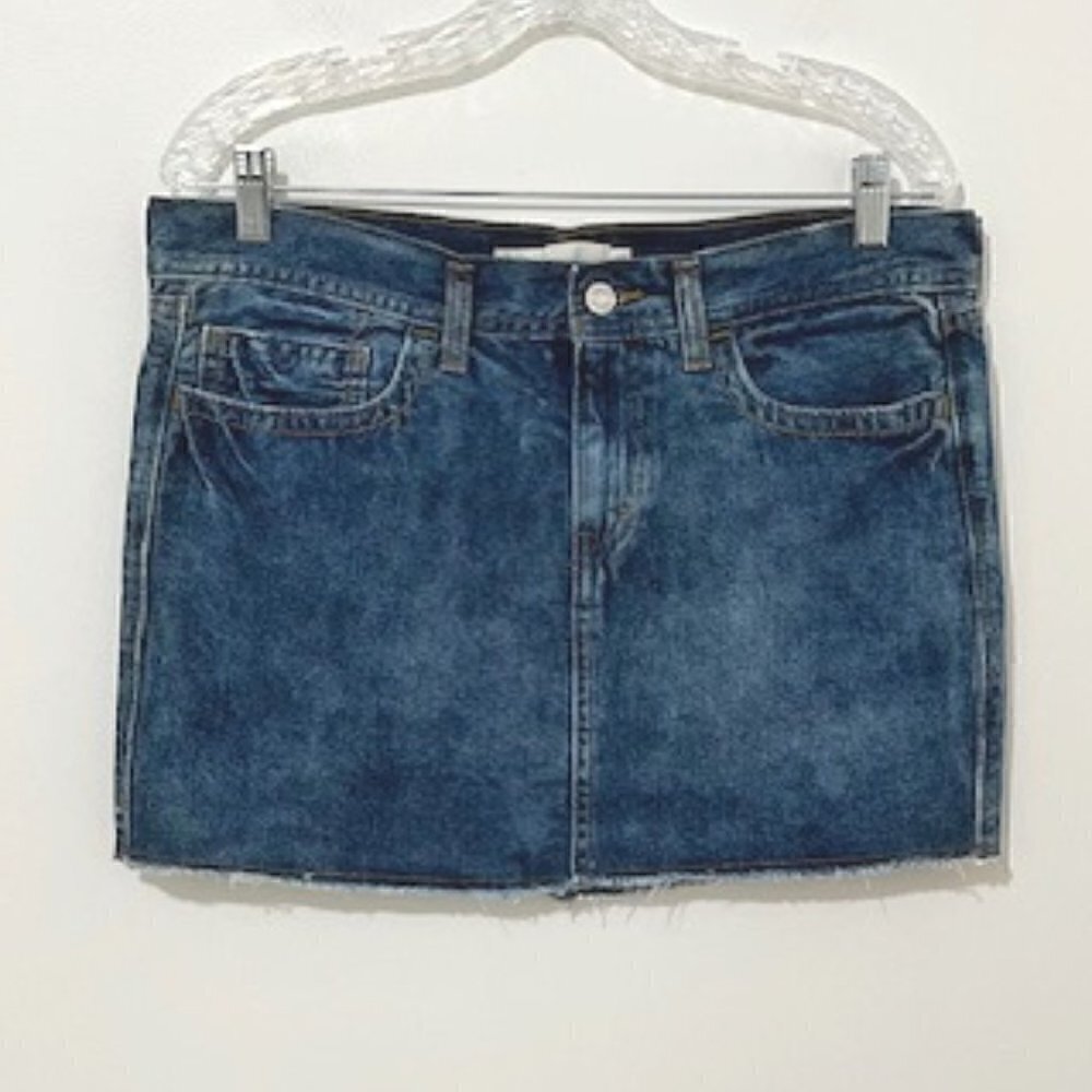 Levi's Blue Denim Mini Skirt Medium Wash Raw Hem
